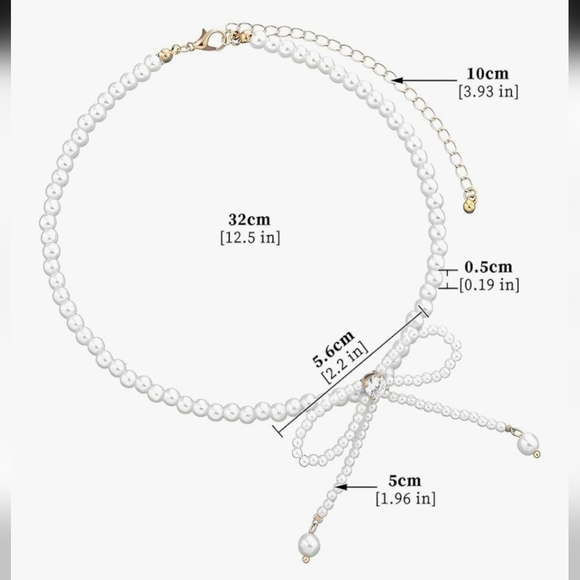 Pearl Bow Necklace Silver - Picture 4 of 5